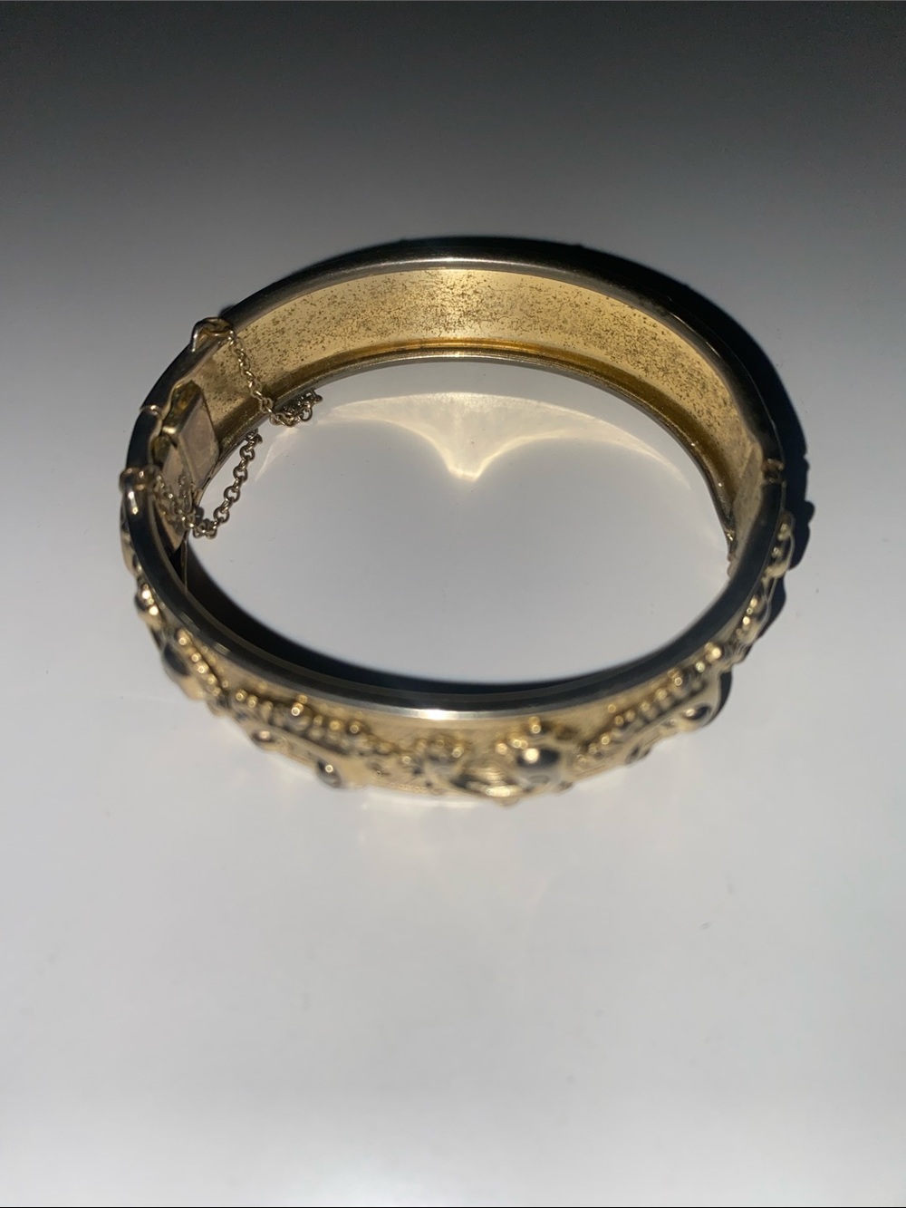 Gold Ornate Hinged Bangle Bracelet - Women Jewelry